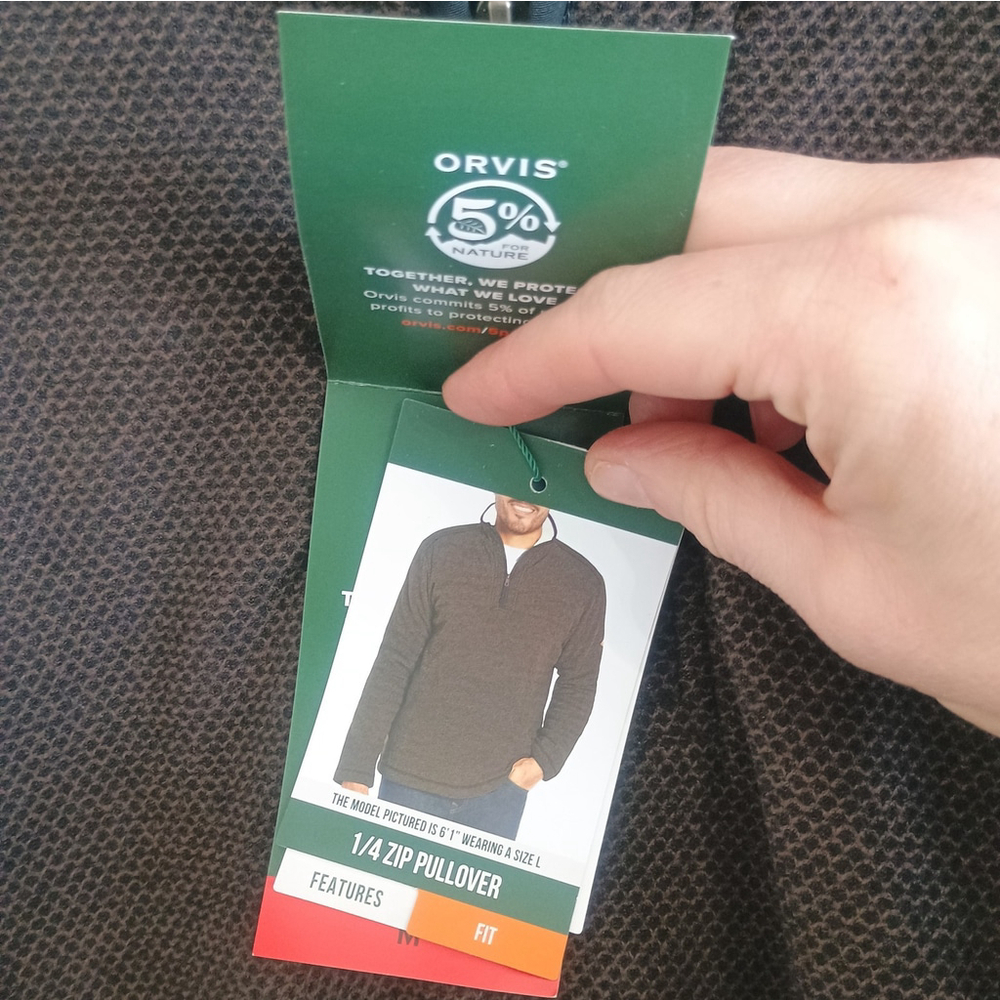 NWT Orvis Mens 1/4 Zip Pullover Sweater Jacket Sherpa Lined Brown Size Medium - Picture 9 of 9
